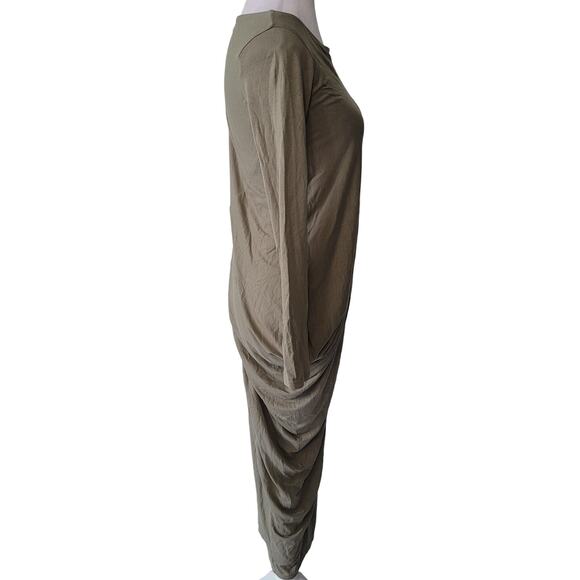 Free People Beach Size XS	Long Sleeve Draped Side Open Leg Green Midi Dress FP - Picture 2 of 12